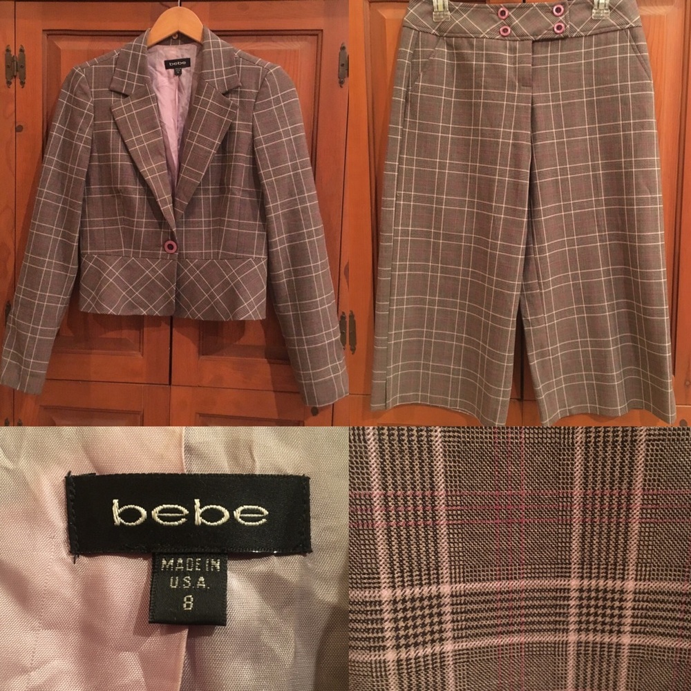 BEBE Sexy Plaid Pant Suit